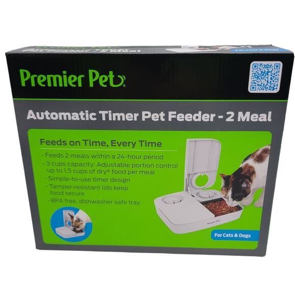 Premier Automatic Pet Feeder 24HR Timer 2 Meal Tamper Resistant Dog Cat Puppy - Picture 1 of 16